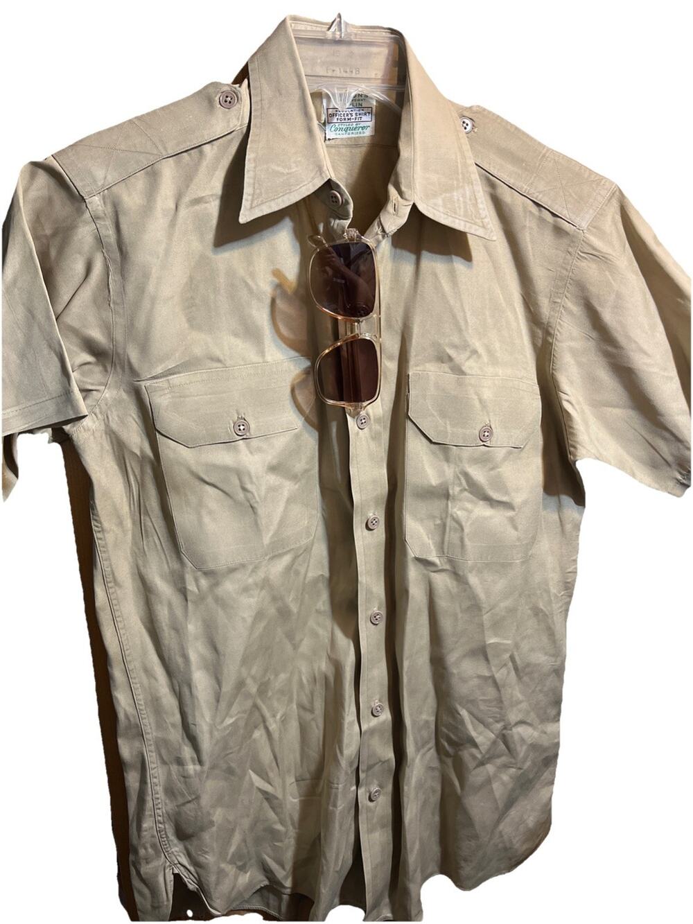 Vintage 50s BURTON'S POPLIN CONQUEROR SS SHIRT, GUSSETS, SANFORIZED, UNION S / M